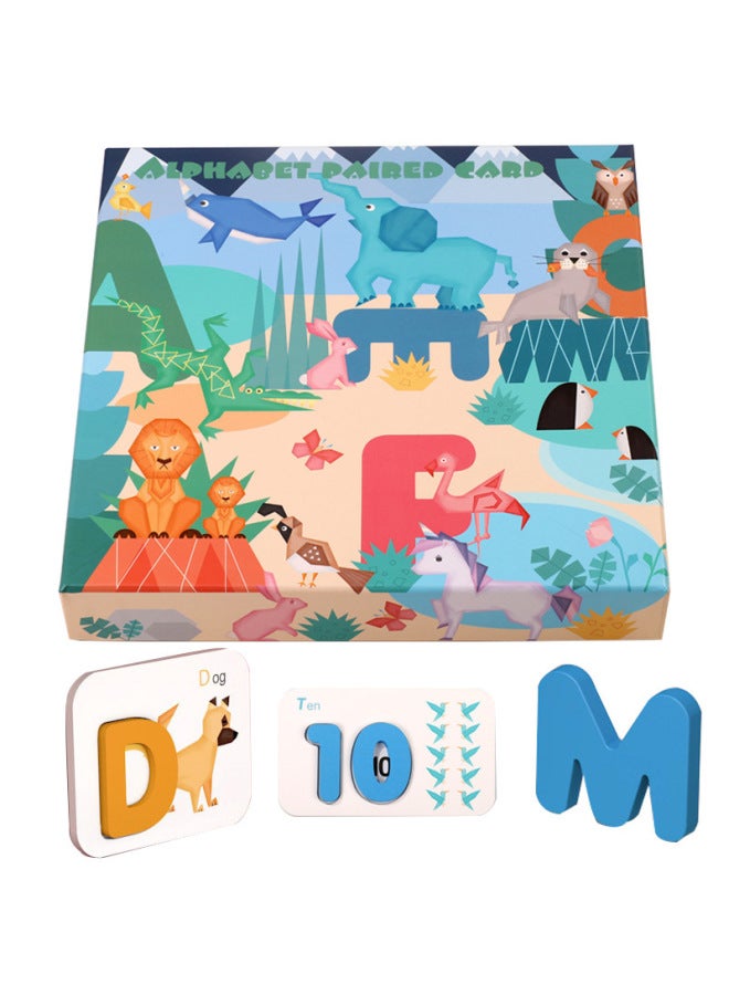 أحرف وأرقام لعبة الألغاز ثلاثية الأبعاد للأطفال تعليم مبكر بطاقات الكلمات مطابقة الوعي بالألوان الخشبية - اللون: مجموعة الأرقام والحروف - Image 5